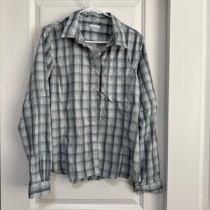 Columbia Shirt Hiking Outdoors Gray polyester Button Down Top Womens XL